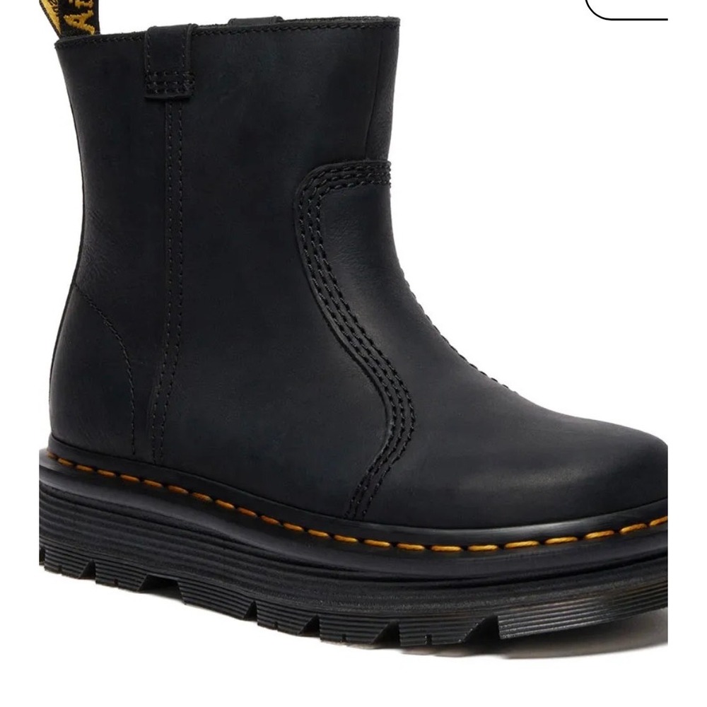 Women's Dr Martens Zebzag Rigger slip on booties black leather s8 NEW combat mot